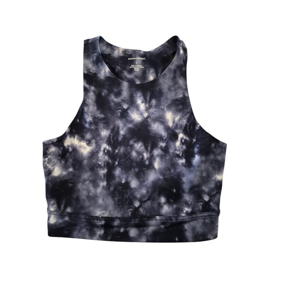 Banana Republic Activewear Tank Cropped Racerback Tank Navy Tie Dye Sz S - Picture 3 of 3